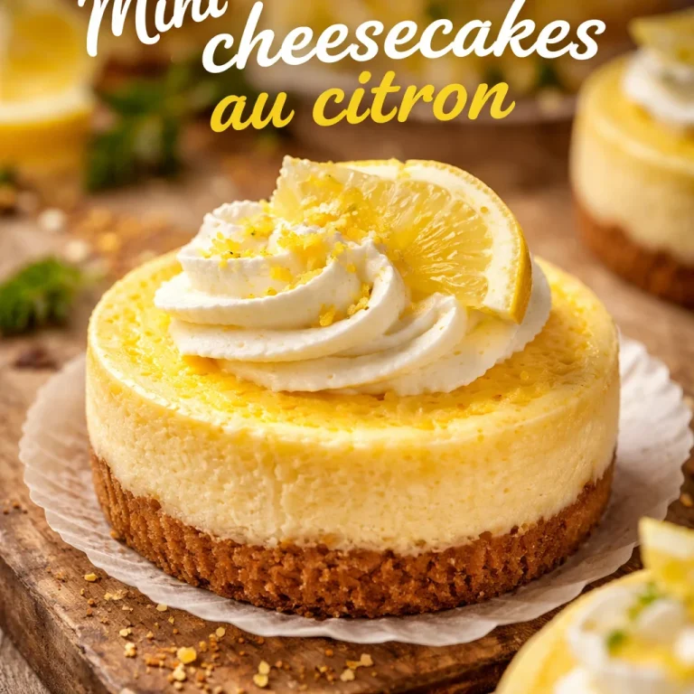 Mini cheesecakes au citron garnis et présentés sur une assiette.