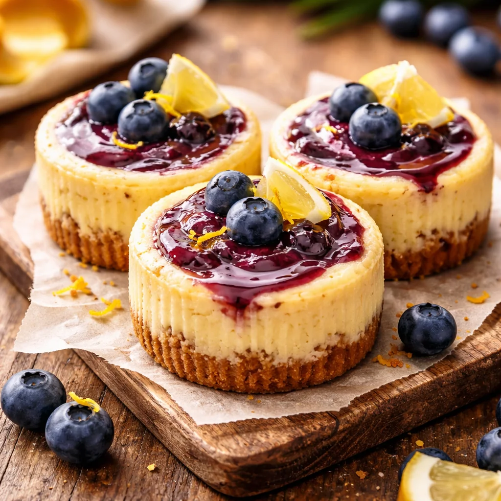 Mini cheesecakes myrtille citron garnis de fruits frais