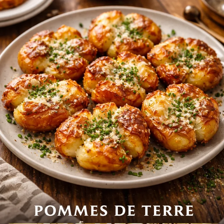 Pommes de Terre Écrasées Divines servies avec des herbes fraîches
