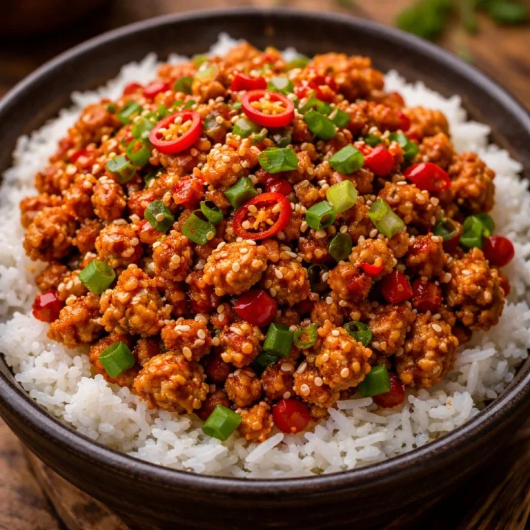 Recette de poulet haché épicé avec des ingrédients savoureux