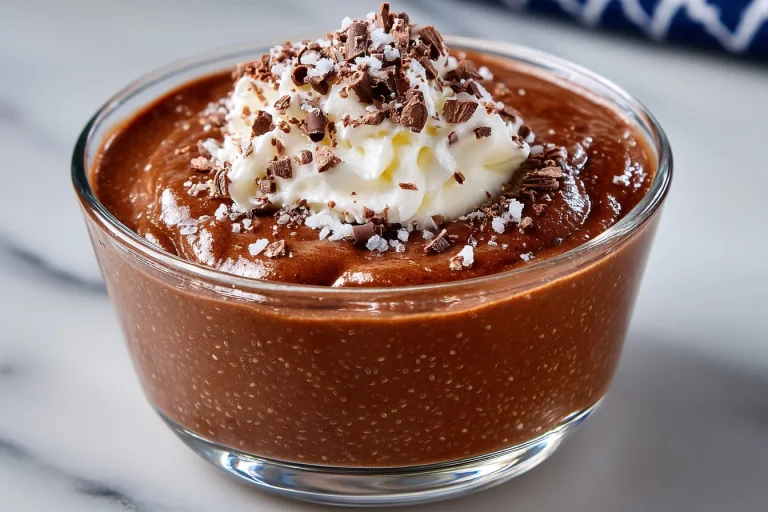 Pudding chia au chocolat savoureux et crémeux dans un bol