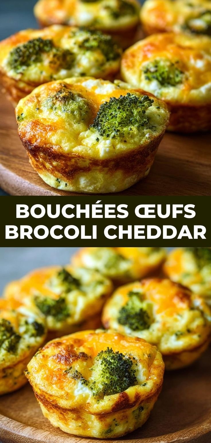 Bouchées d'œufs au brocoli et cheddar