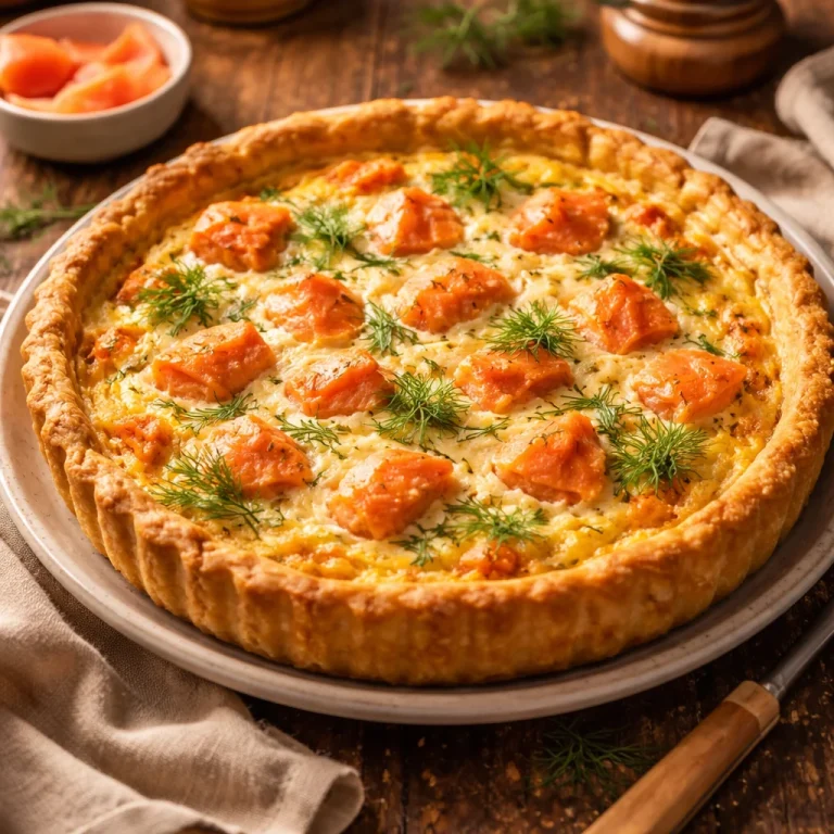 Quiche Crémeuse au Saumon Fumé, plat savoureux fait maison