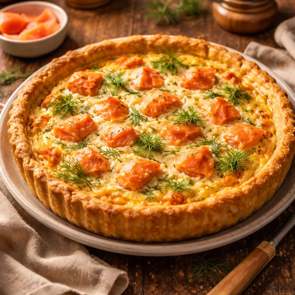 Quiche Crémeuse au Saumon Fumé, plat savoureux fait maison