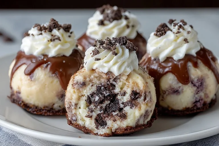 Bouchées de cheesecake Oreo saines sans cuisson sur une assiette