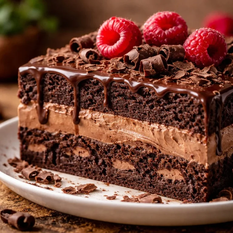 Gâteau brownie réfrigéré moelleux et chocolaté sur une assiette.