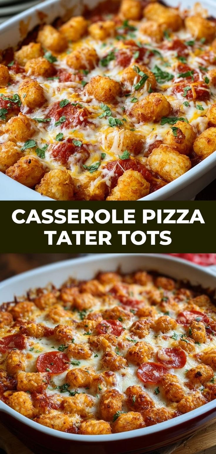 Pizza en casserole avec des tater tots