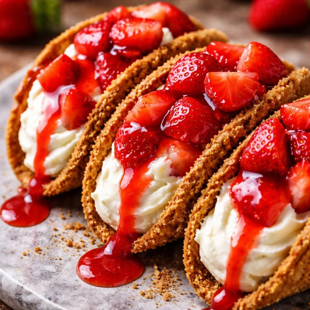 Tacos Cheesecake aux Fraises, dessert sucré et salé, garniture de fraises fraîches