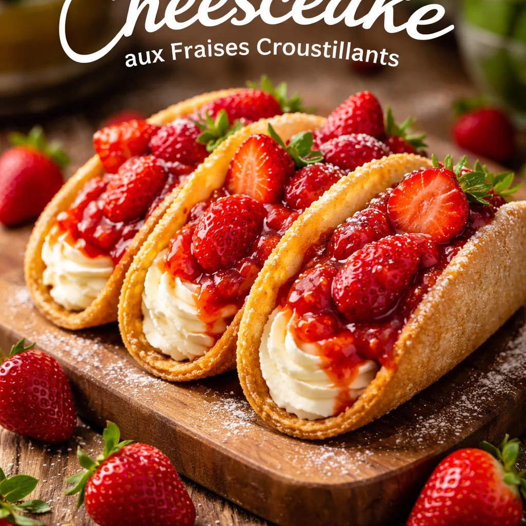 Tacos Cheesecake aux Fraises Croustillants, dessert créatif et savoureux