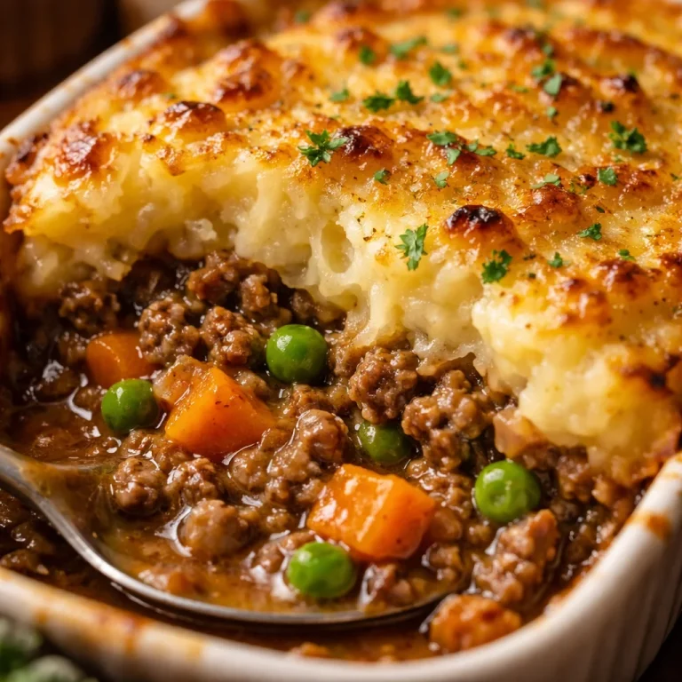 La traditionnelle tourte de berger britannique, avec viande et légumes dans une pâte croustillante.