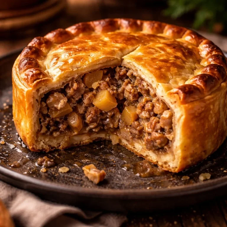 Tourte écossaise savoureuse prête à être dégustée, un plat traditionnel écossais.