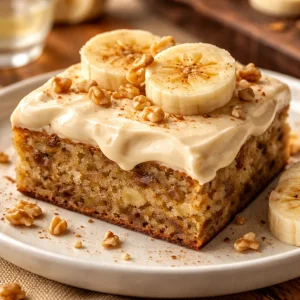 Barres à la banane avec un glaçage savoureux et crémeux