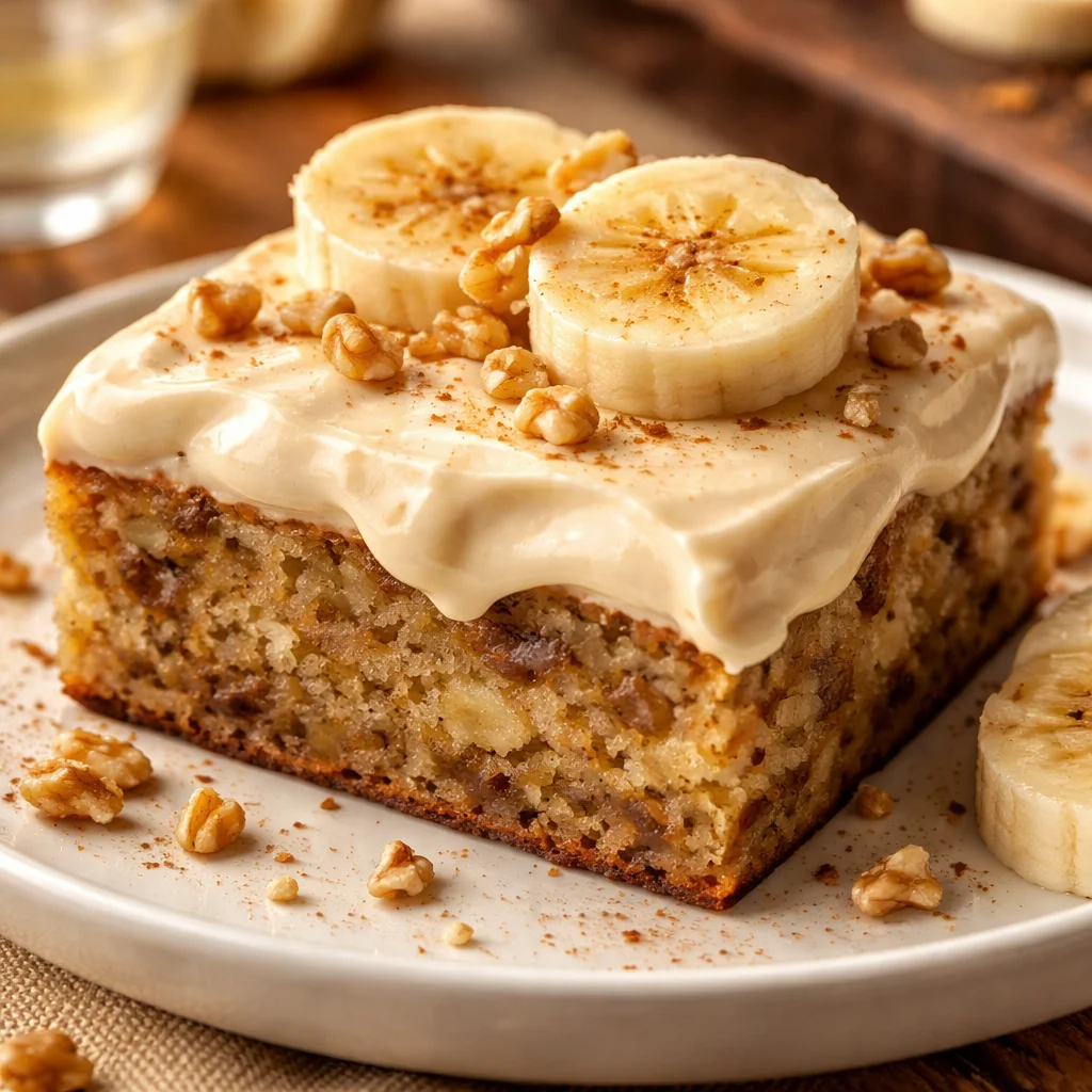 Barres à la banane avec un glaçage savoureux et crémeux