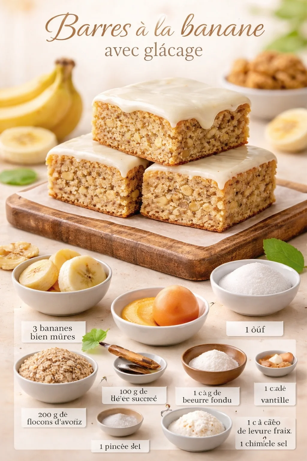 Barres à la banane avec glaçage