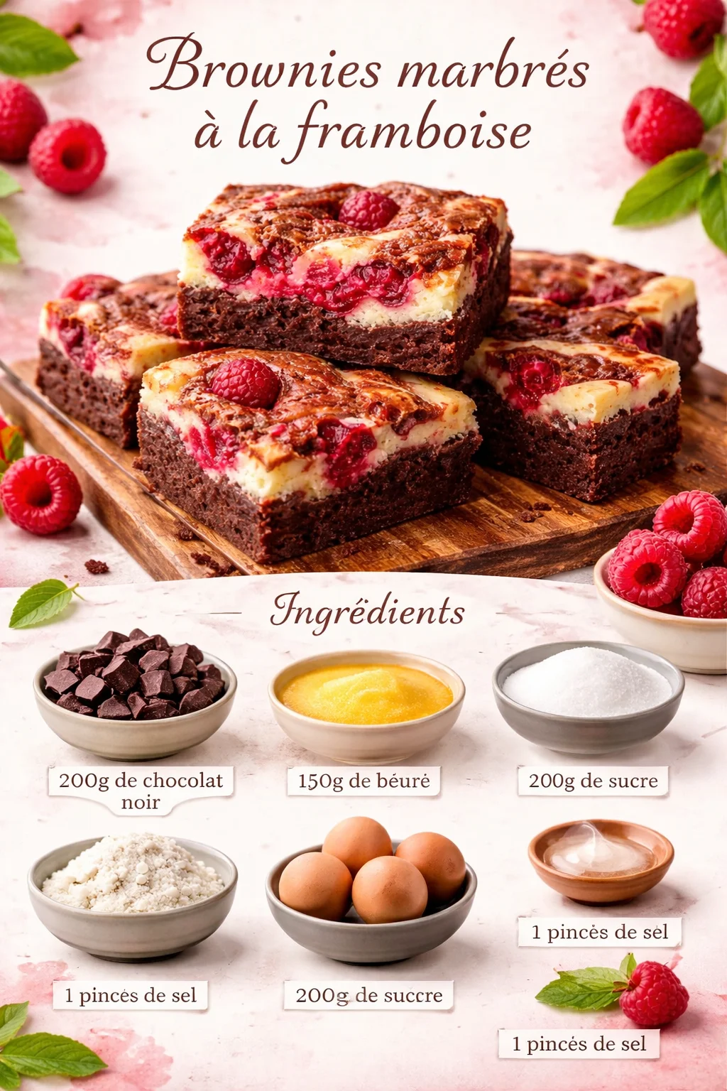 Brownies marbrés à la framboise