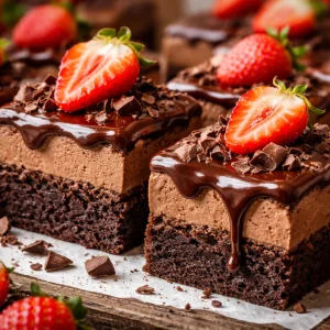 Brownies Mousse au Chocolat avec une texture crémeuse et riche