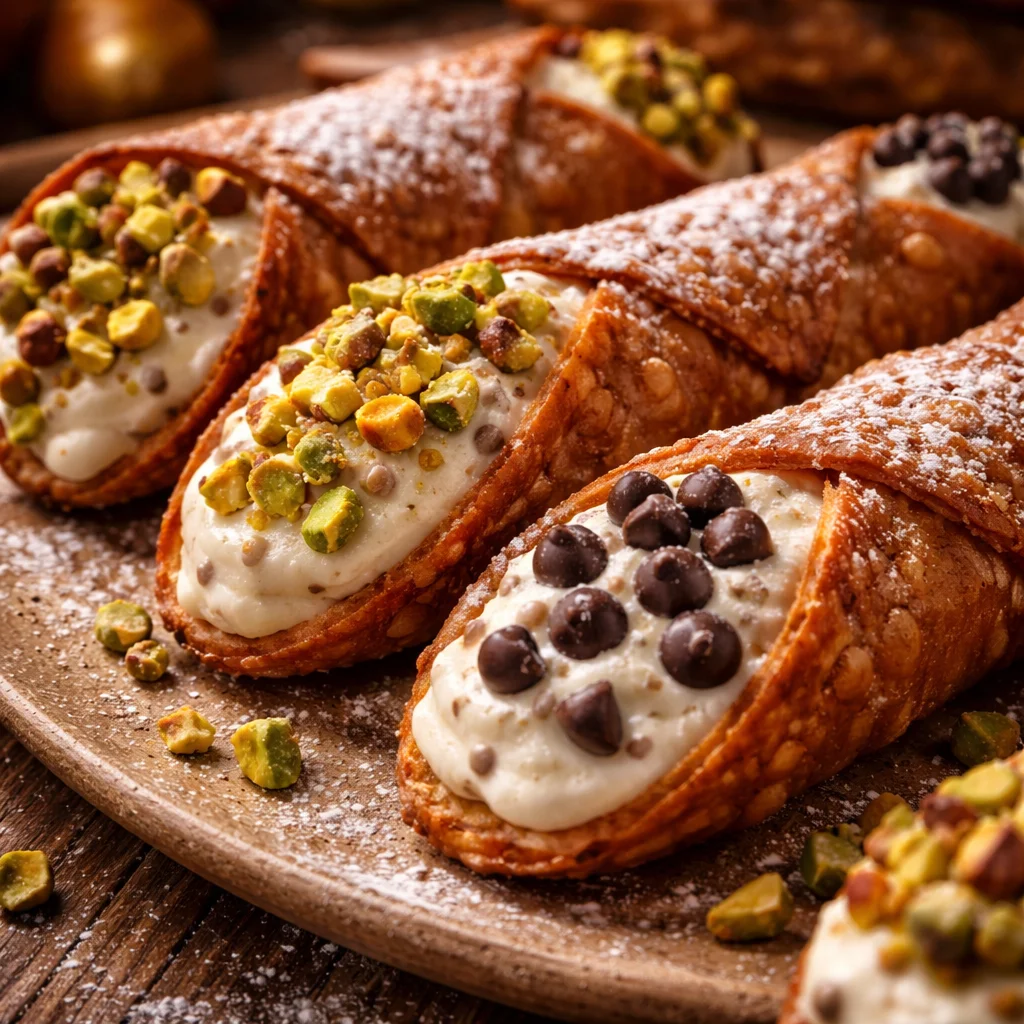 Carrés cannoli classiques, douceurs italiennes préparées avec soin.