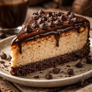 Cheesecake à l'espresso crémeux avec une garniture riche et savoureuse