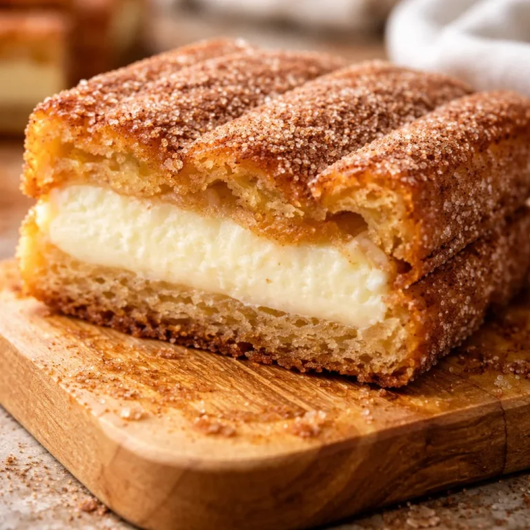 Cheesecake au churro, un dessert crémeux et savoureux avec une touche de churro.