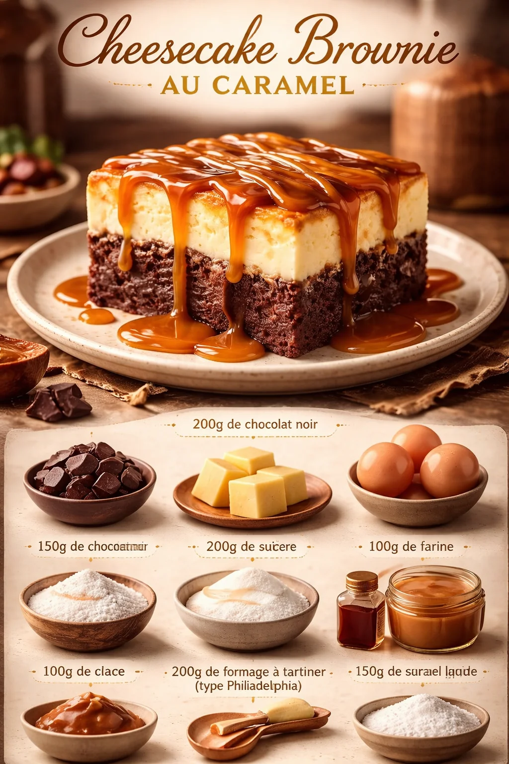 Cheesecake Brownie au Caramel