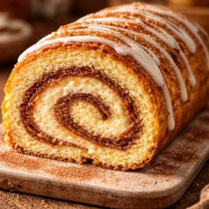 Cheesecake Roulé à la Cannelle bien déroulé sur une assiette