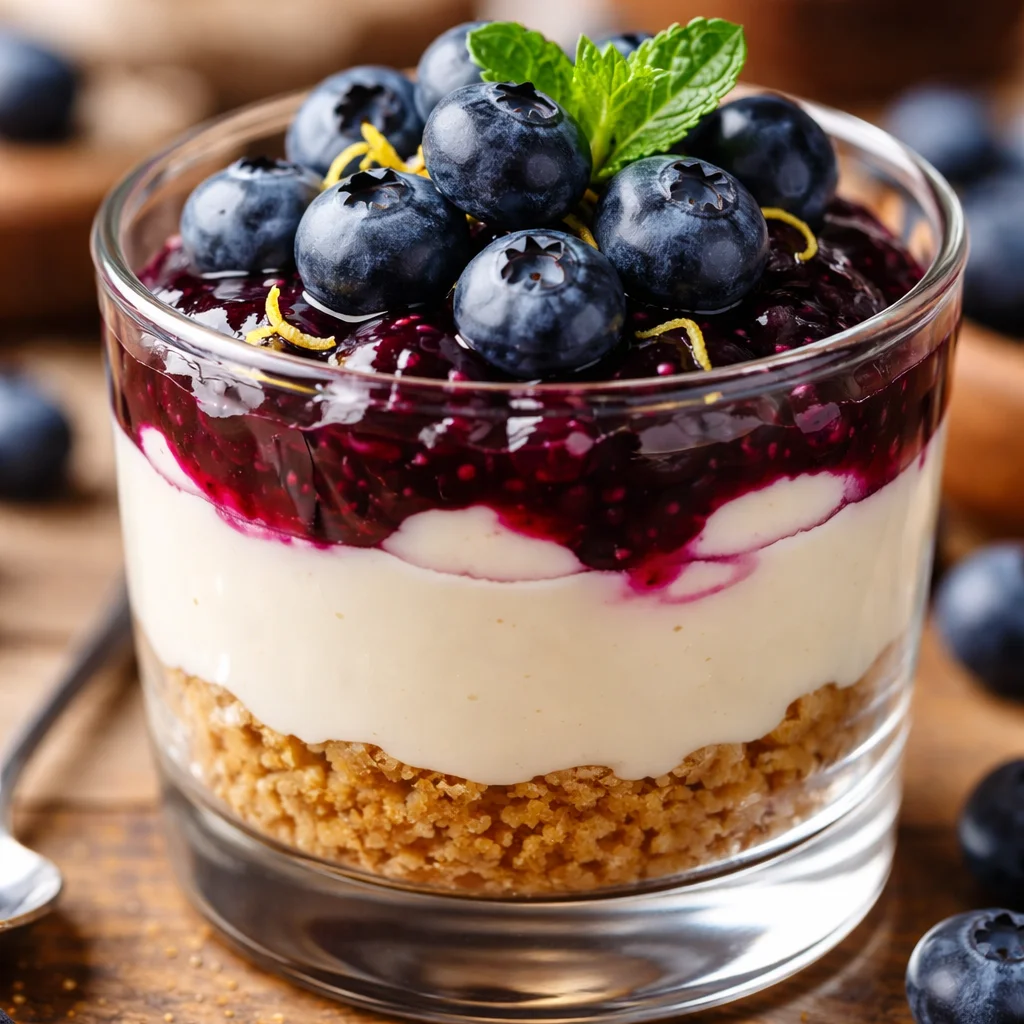 Cheesecake sans cuisson aux myrtilles