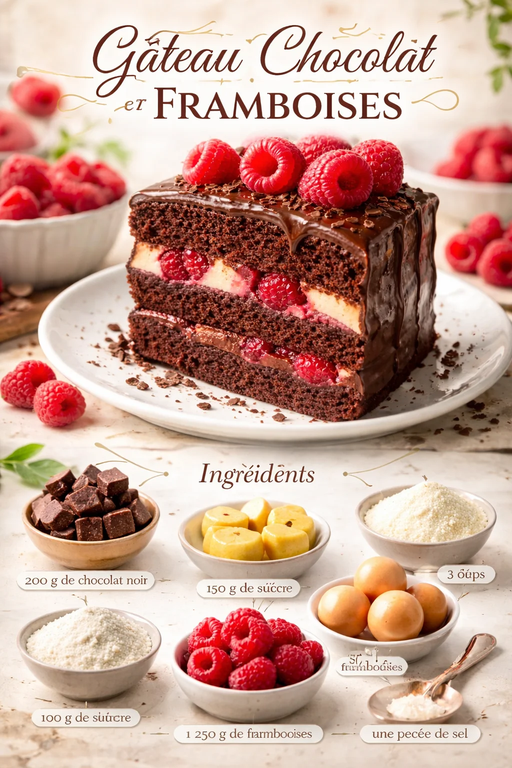 Chocolate Cake and Raspberries
