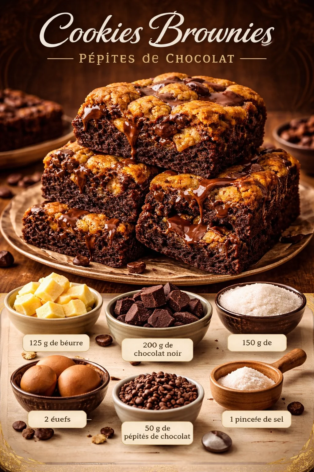 Cookies Brownies Pépites de Chocolat