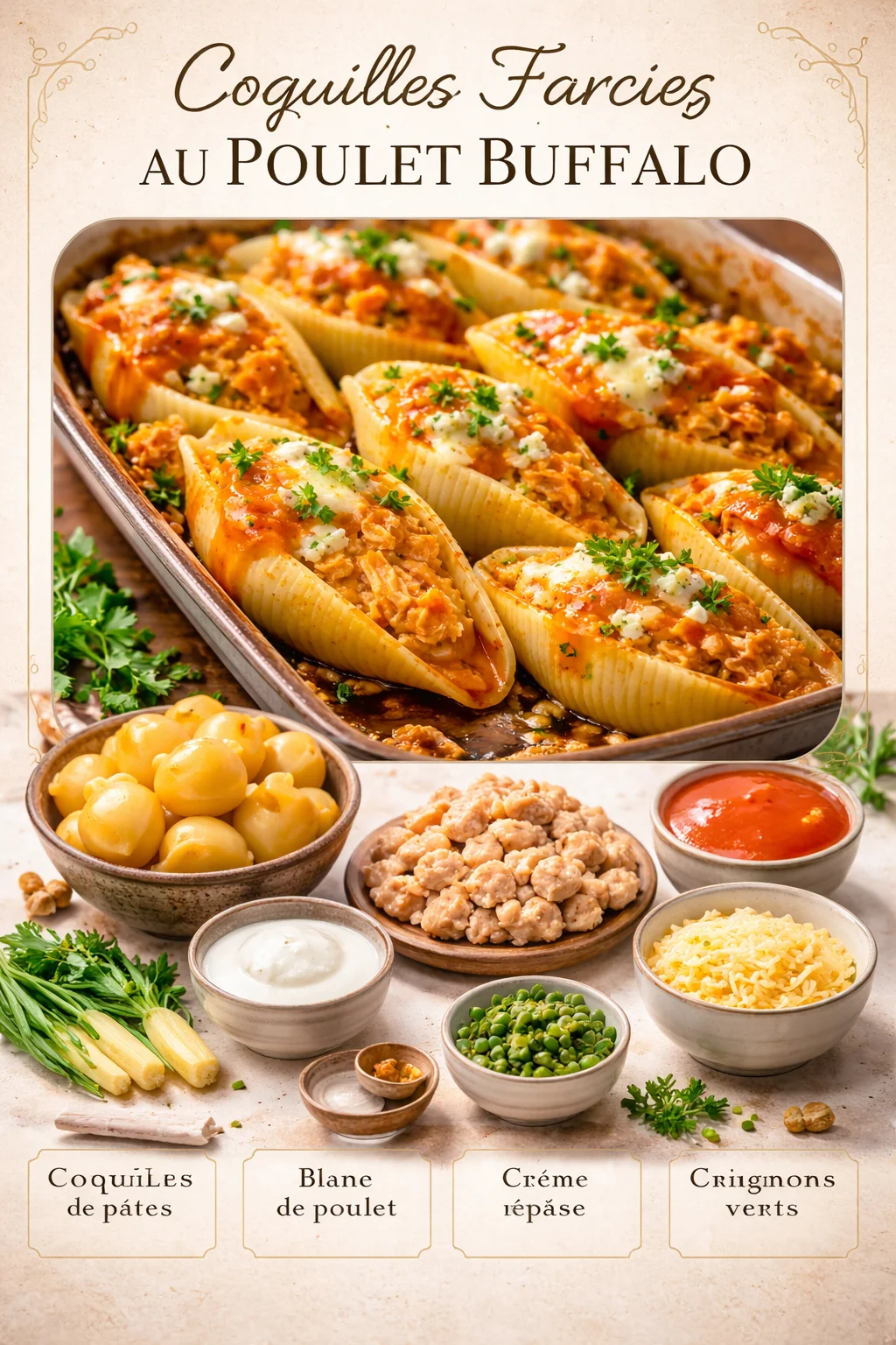 Coquilles Farcies au Poulet Buffalo