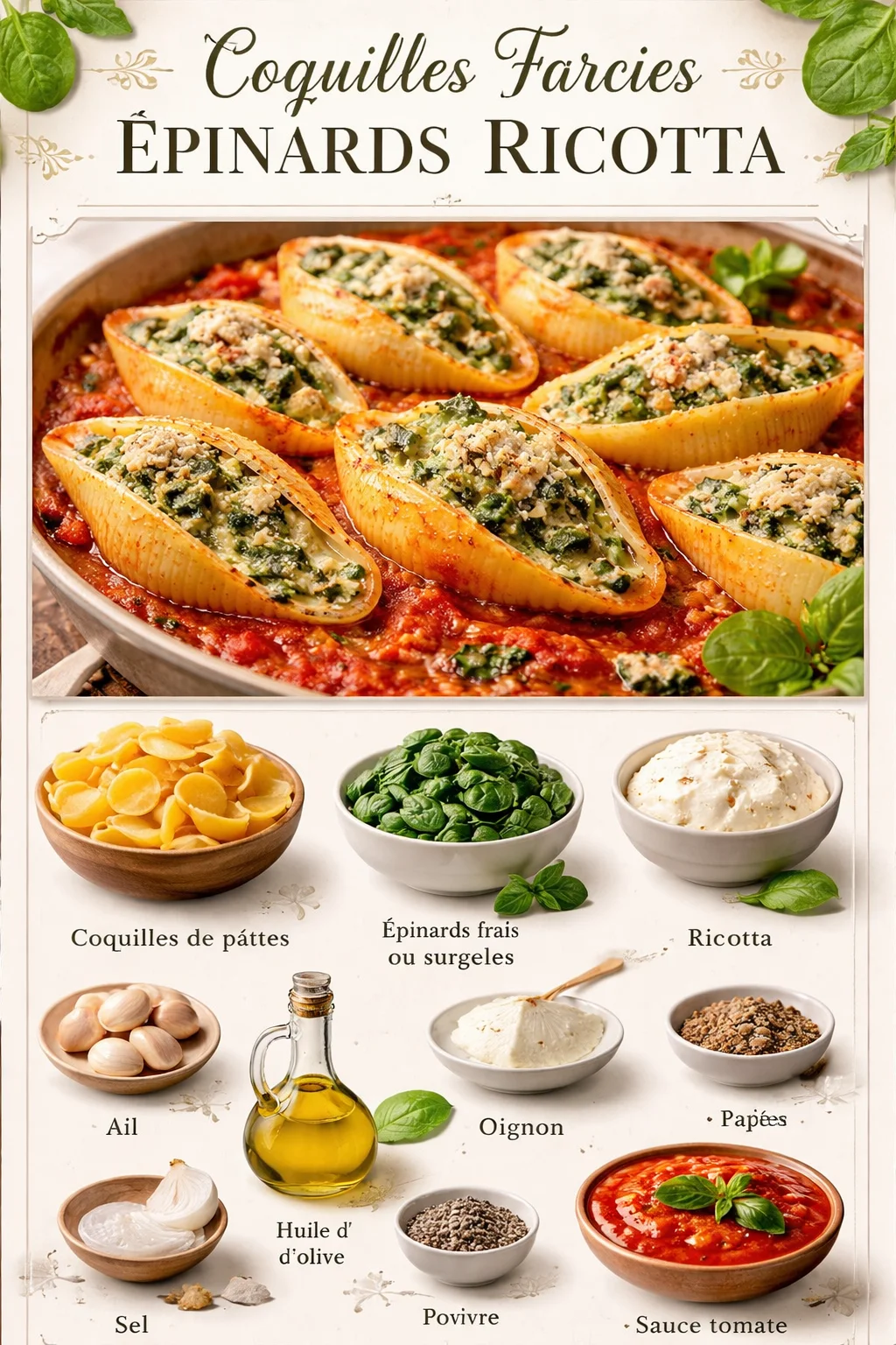 Coquilles Farcies Épinards Ricotta