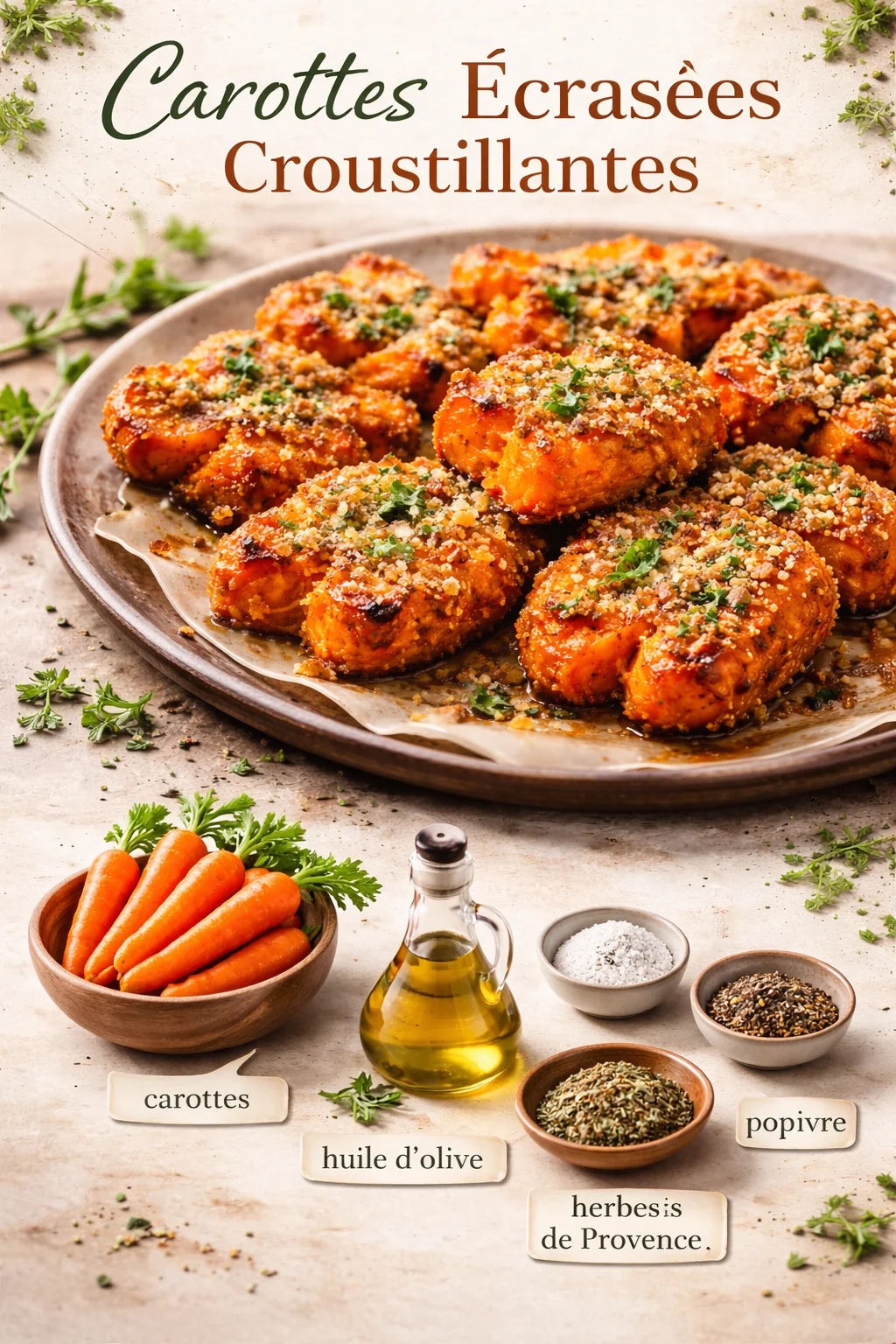 Crispy smashed carrots