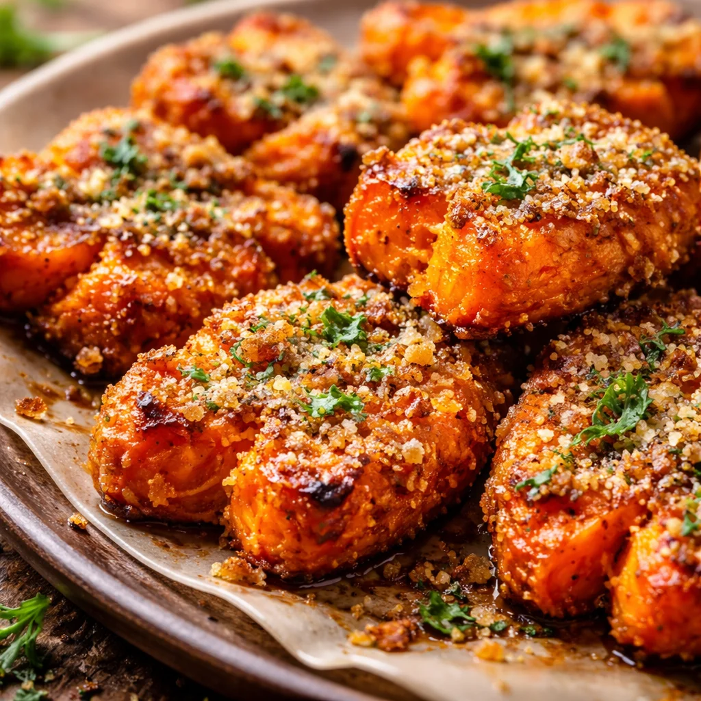 Crispy smashed carrots