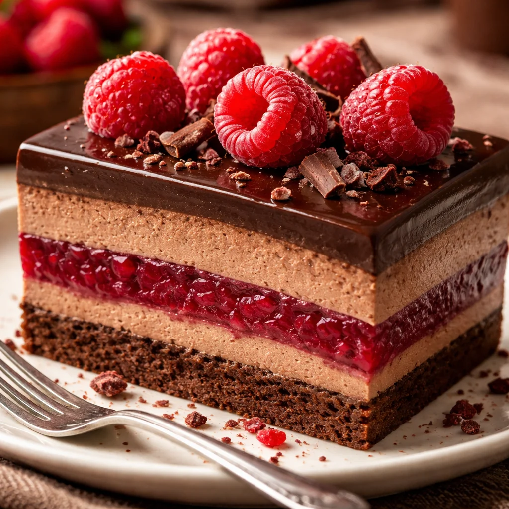 Gâteau Mousse Chocolat Framboise, un dessert chocolaté avec une touche de framboise