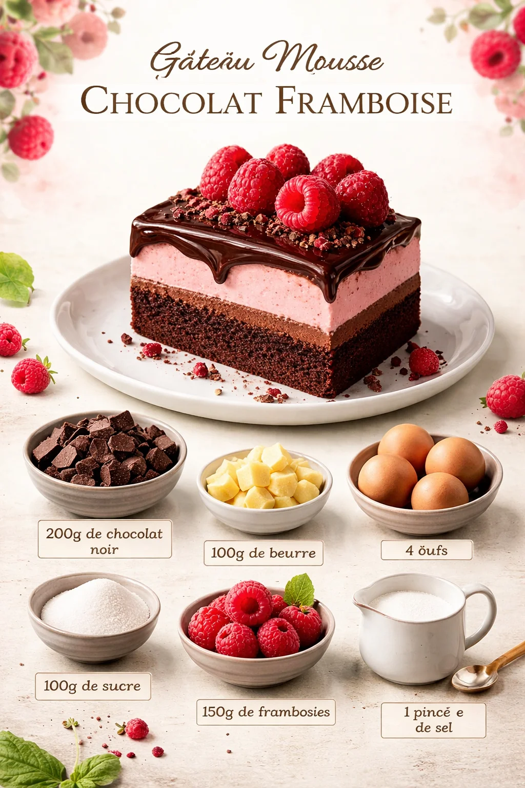Gâteau Mousse Chocolat Framboise