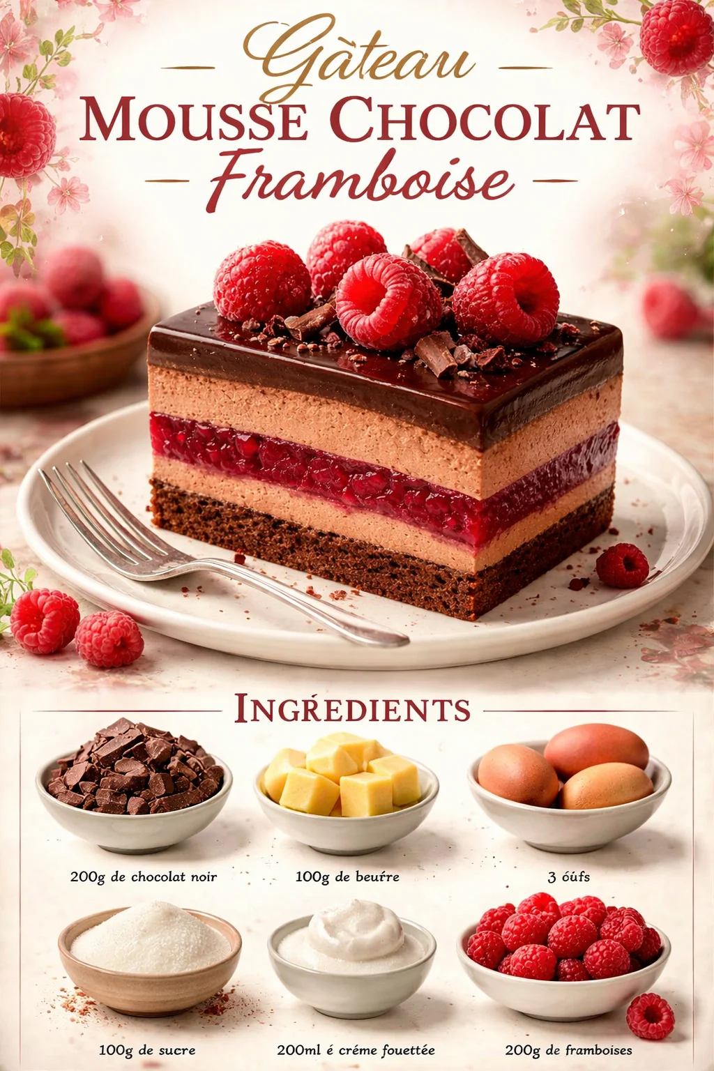 Gâteau Mousse Chocolat Framboise