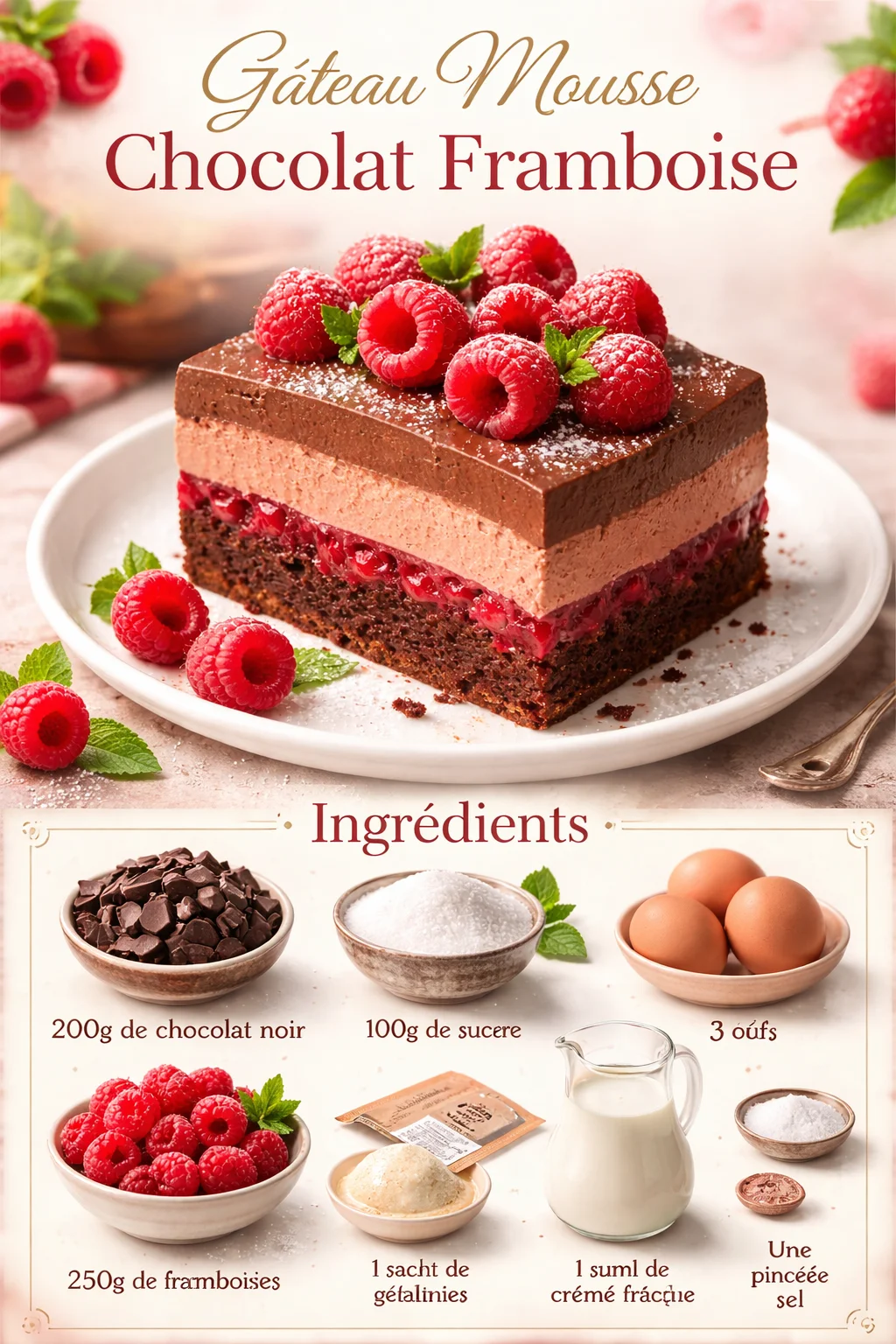 Gâteau Mousse Chocolat Framboise