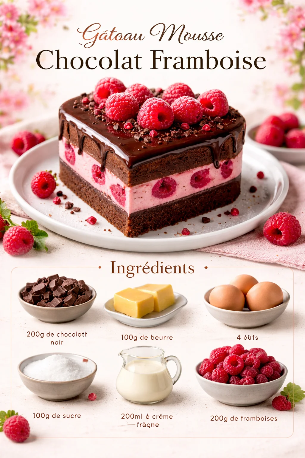 Gâteau Mousse Chocolat Framboise