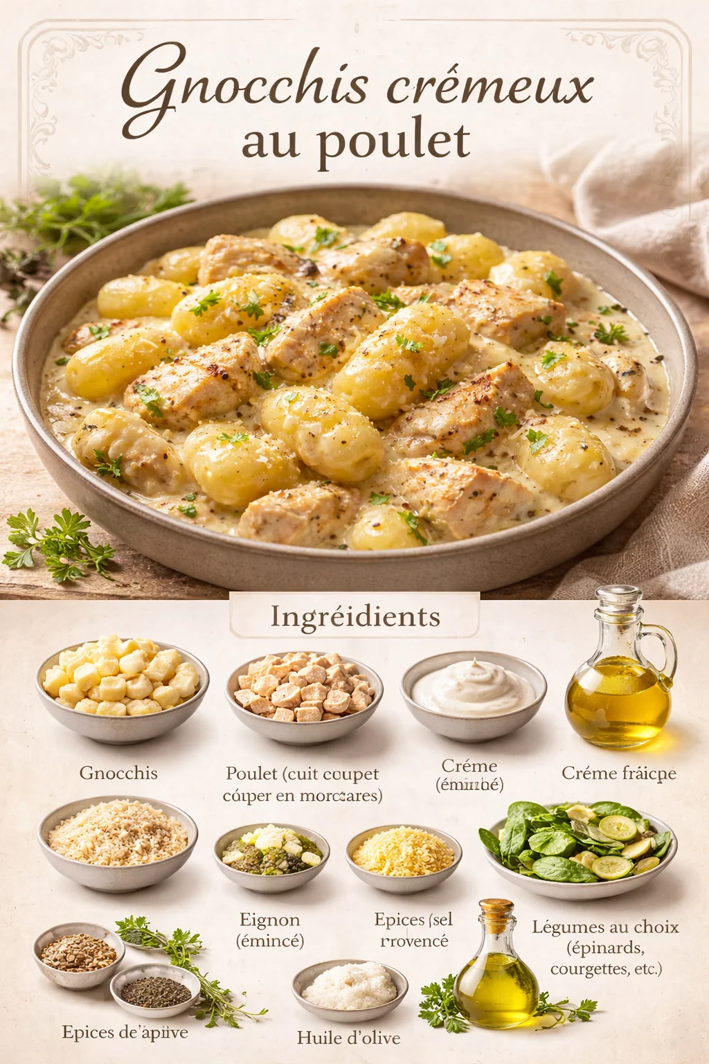 Gnocchis crémeux au poulet