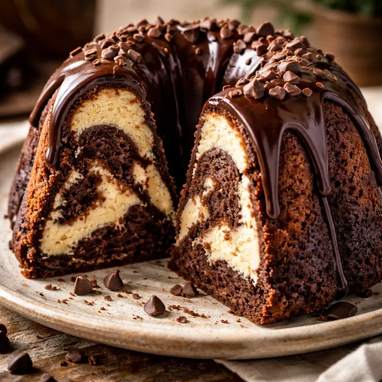 Gugelhupf au chocolat et cheesecake, un dessert savoureux et élégant.