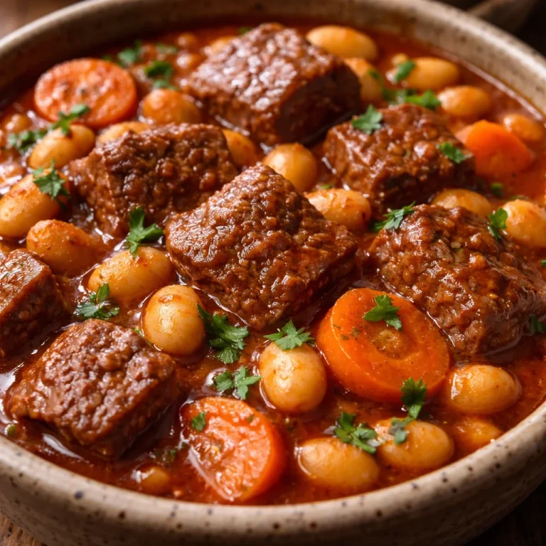 Plat de Loubia Traditionnelle préparé avec des haricots et épices marocaines