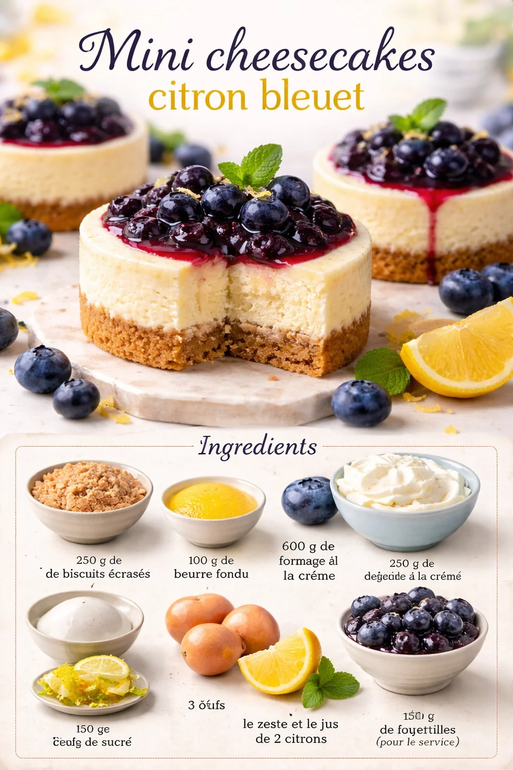 Mini cheesecakes citron bleuet