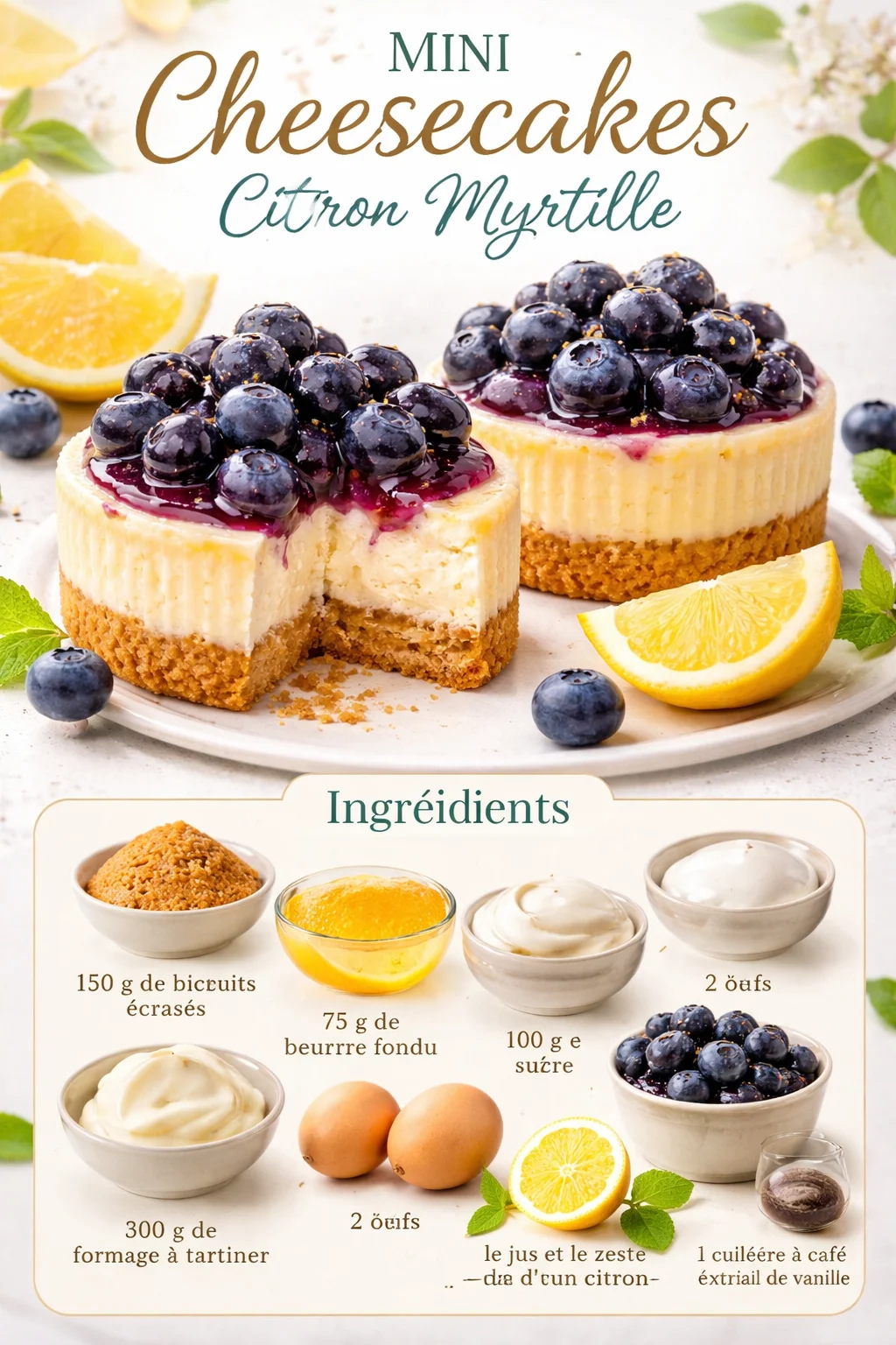 Mini Cheesecakes Citron Myrtille