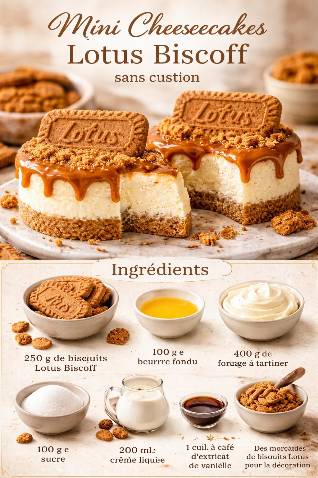 Mini Cheesecakes Lotus Biscoff sans cuisson