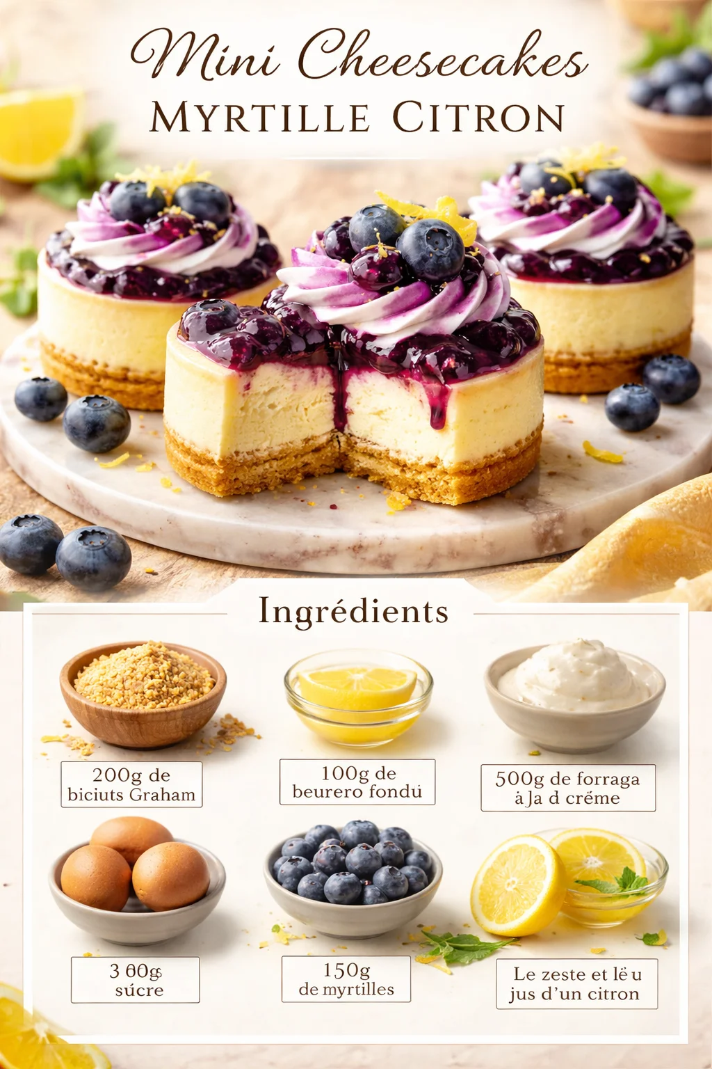 Mini Cheesecakes Myrtille Citron