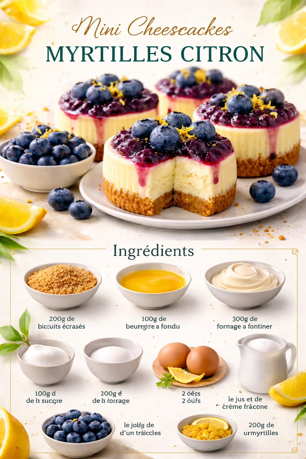 Mini Cheesecakes Myrtilles Citron