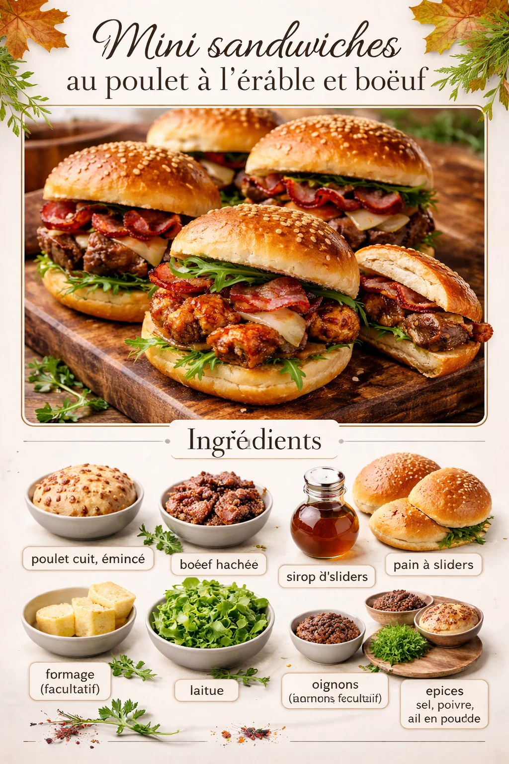 Mini sandwiches with maple chicken and beef