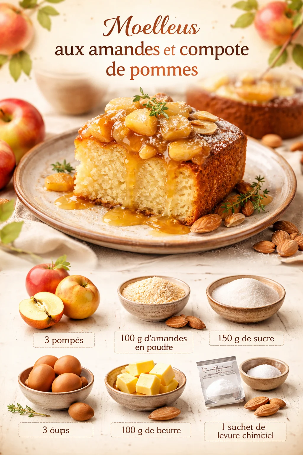 Moelleux aux amandes et compote de pommes