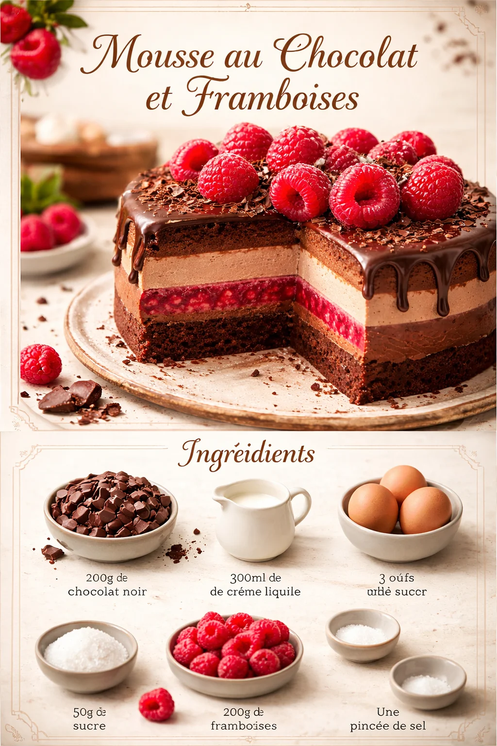 Mousse au Chocolat et Framboises