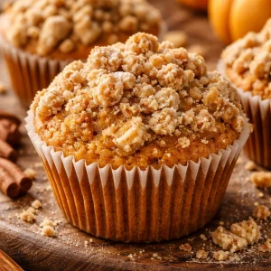 Muffins au potiron garnis de crumble croustillant