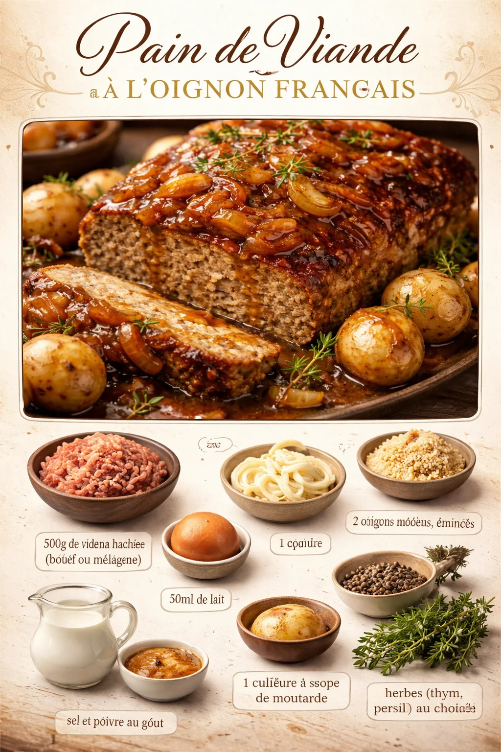 Pain de Viande à l'Oignon Français